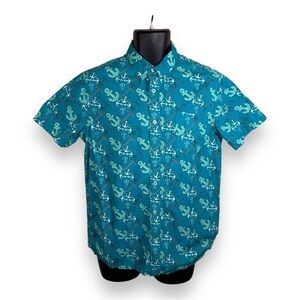 MEDIUM MENS AMERICAN REPUBLIC ANCHOR BUTTON FRONT SHIRT SHORT SLEEVE ROCKABILLY